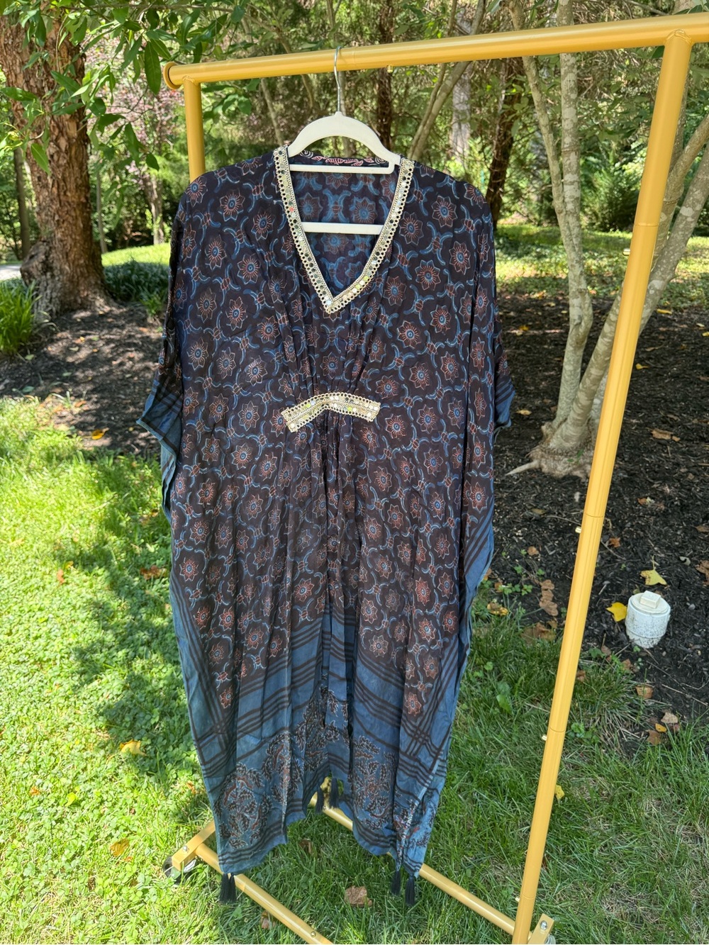 Boho Blue Modal Silk Kaftan